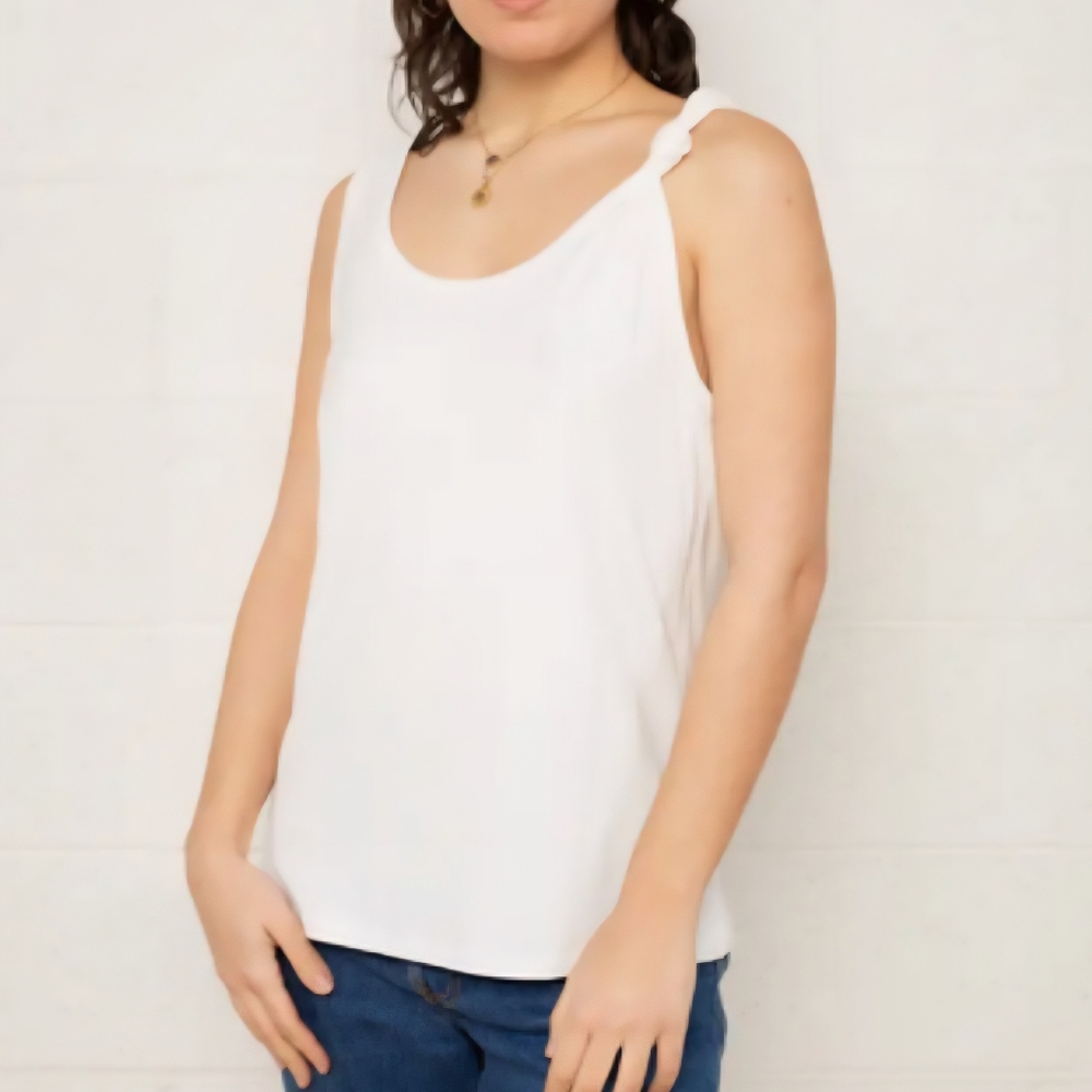 nlt Knot Shoulder White Tank Top (new with tags) Made In USA